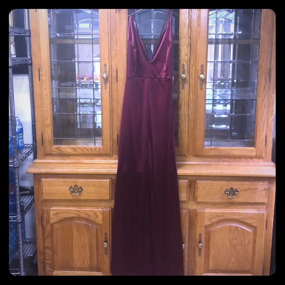 Fashion Nova Burgundy Wine Evening Gown